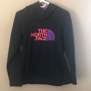 The North Face Black Hoodie with Purple lining on Hood